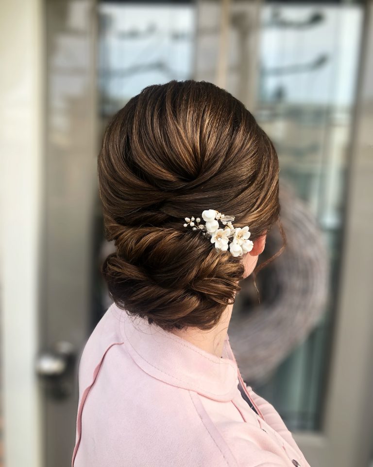 Soft updo on thin hair